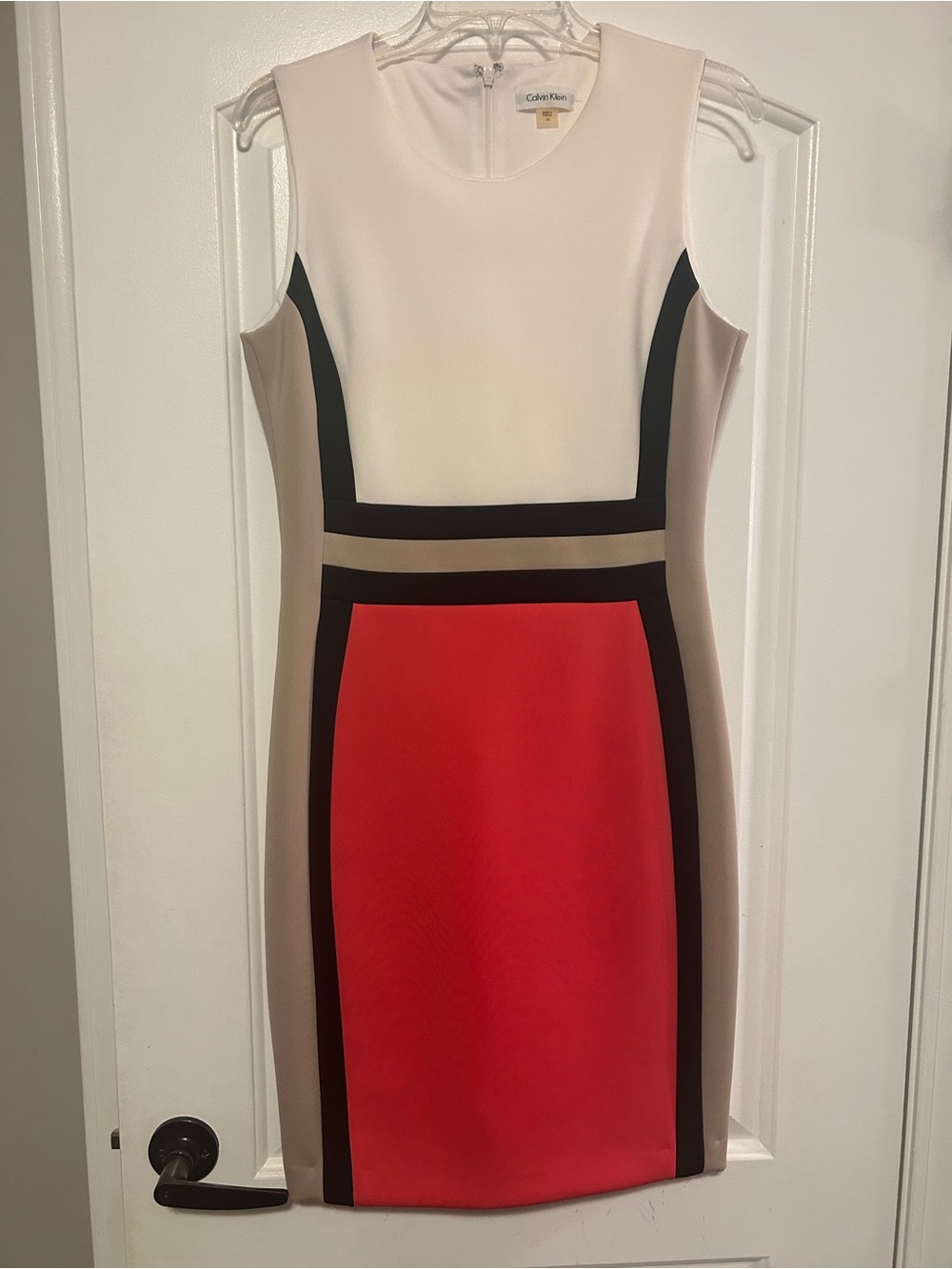 Calvin Klein Colorblock Sheath Dress in Orange and Cream - Women’s 8